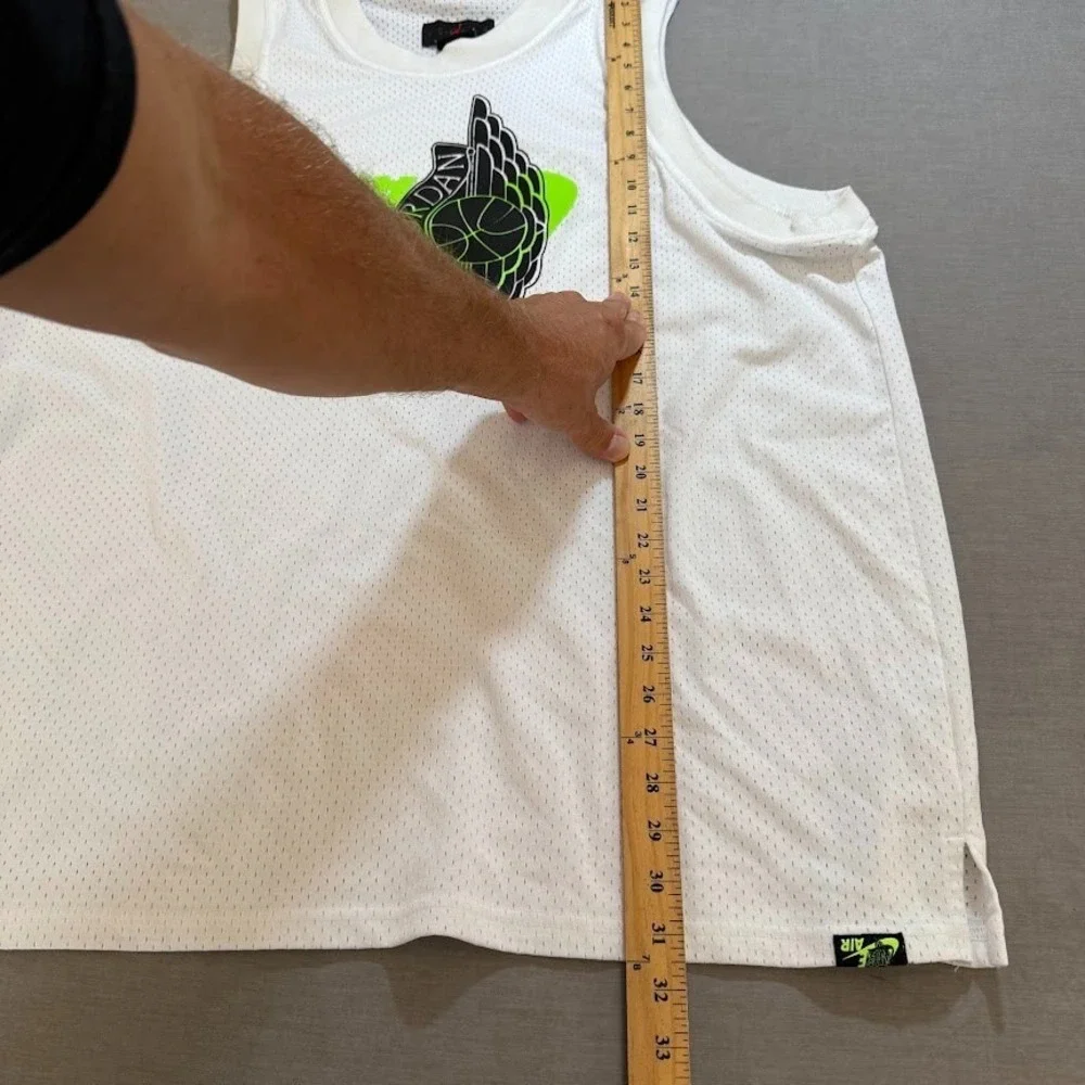 Nike Air Jordan Jersey Mens 2XL White Upside Down Mesh Basketball‎ Sleeveless